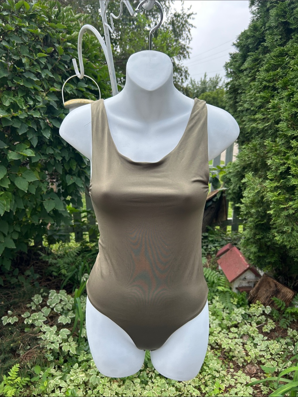 Shinestar Olive Green Tank-Style Bodysuit